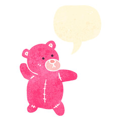 retro cartoon pink teddy bear