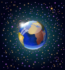 Space with earth and stars.