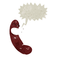 retro cartoon sausage with speech bubble