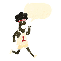 retro cartoon running man with speech bubble