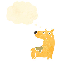 retro cartoon dog with thought bubble