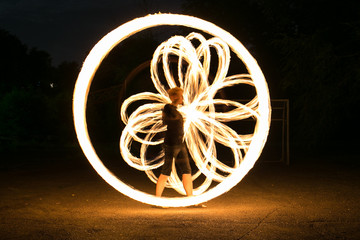 Fire-show man in action