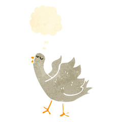 retro cartoon bird with thought bubble