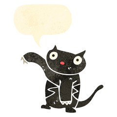 cute black cat retro cartoon