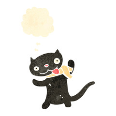 cute black cat retro cartoon