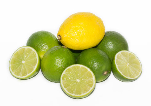 limes and lemons isolated