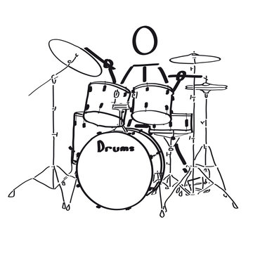 Drumset with Cymbals - Illustration 
