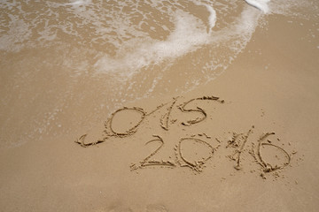  2015 and 2016 year on the sand beach