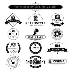 Obraz premium Set of black & white vintage badges and labels