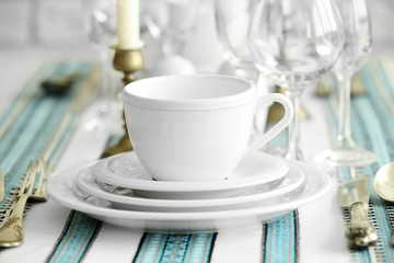 Fototapeta na wymiar Beautiful table setting with vintage silverware