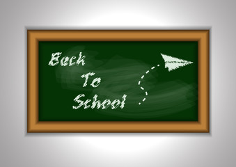 Vector : Back to school with blackboard and origami airplane bac