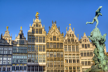 Fototapeta na wymiar Typical houses in the city of Antwerp, Belgium 