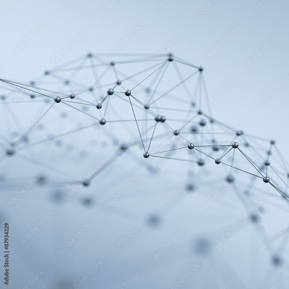 Poster abstract 3d rendering of structure with spheres.