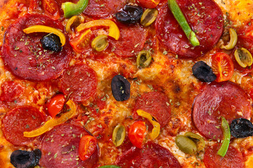 Closeup of fresh baked pizza