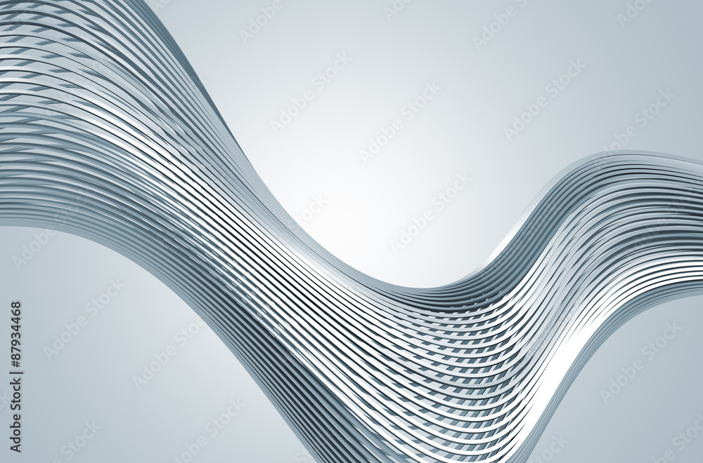 Poster abstract rendering of high tech metal structure.