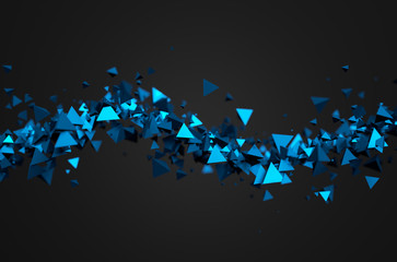 Abstract 3D Rendering of Flying Pyramids.