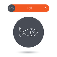 Fish icon. Seafood sign. Vegetarian food symbol.