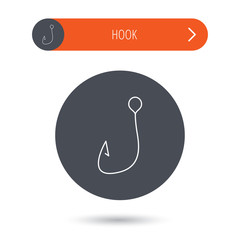 Fishing hook icon. Fisherman equipment sign.