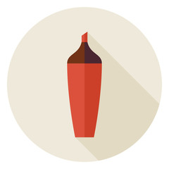 Flat Highlighter Marker Circle Icon with Long Shadow