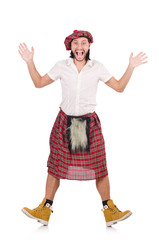 Surprised Scotsman isolated on white