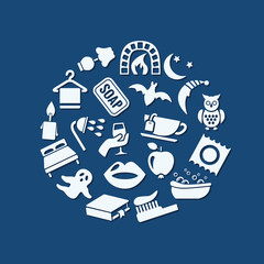 evening icons in circle