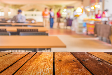Coffee shop blur background with bokeh image .