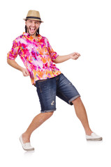 Funny tourist isolated on white