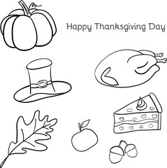 Vector illustration of Thanksgiving icons