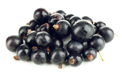 Ripe black currant isolated on white