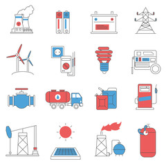 Energy power line icons set 