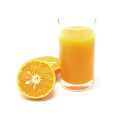 sweet orange juice on white background