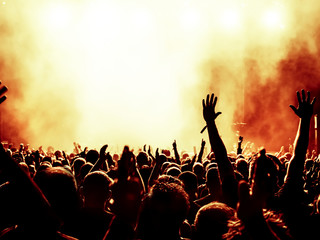 Jubelnde Konzertbesucher auf Rock-Konzert