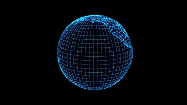 Planet Earth From Lines, Retro Futuristic Computer Style, 3D Rendering.