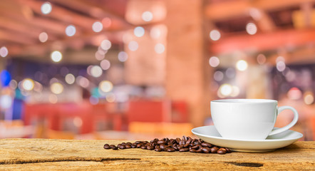 Coffee shop blur background with bokeh image.