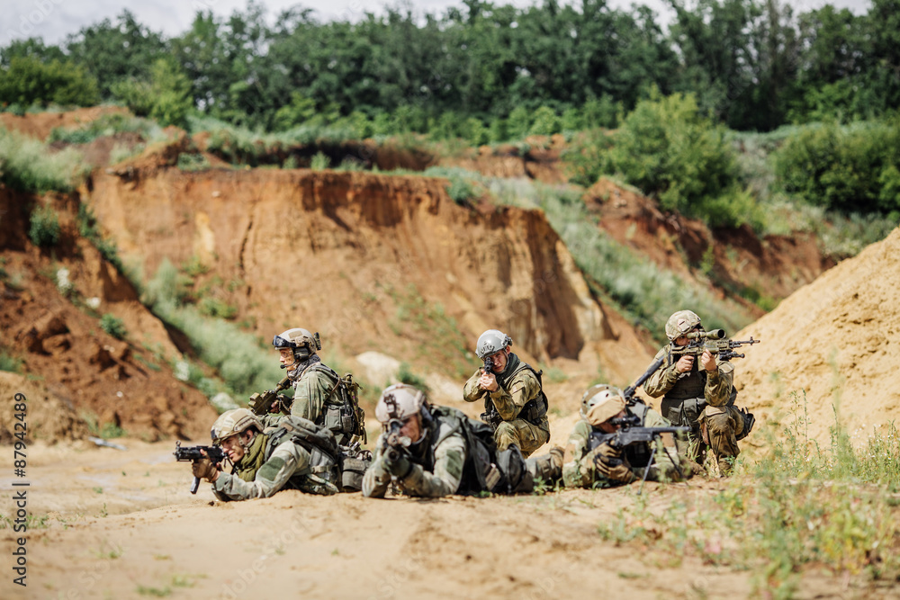 Wall mural rangers during the military operation