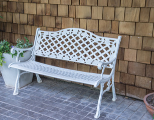 A white bench