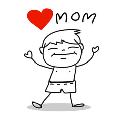 hand drawing cartoon love mom