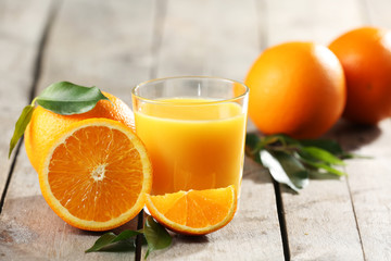 Orange juice on table close-up
