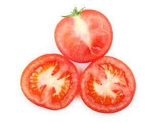 Sliced tomato isolated on white