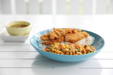 Curry rice with fried pork