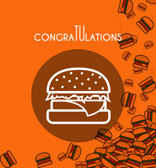 Background with falling burgers and overlay colors for design