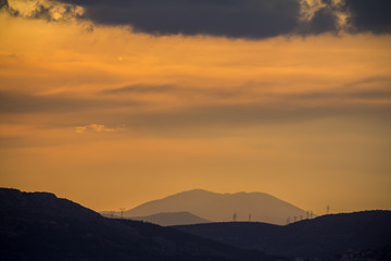 Sunset sky in the mountains