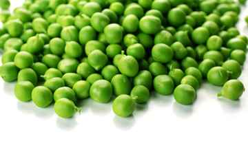 Heap of fresh green peas close up