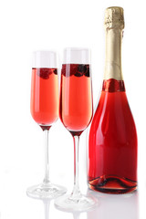 Glasses of champagne isolated on white