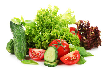 Fresh vegetables isolated on white