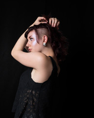 Naklejka premium Female With Trendy Haircut And Look