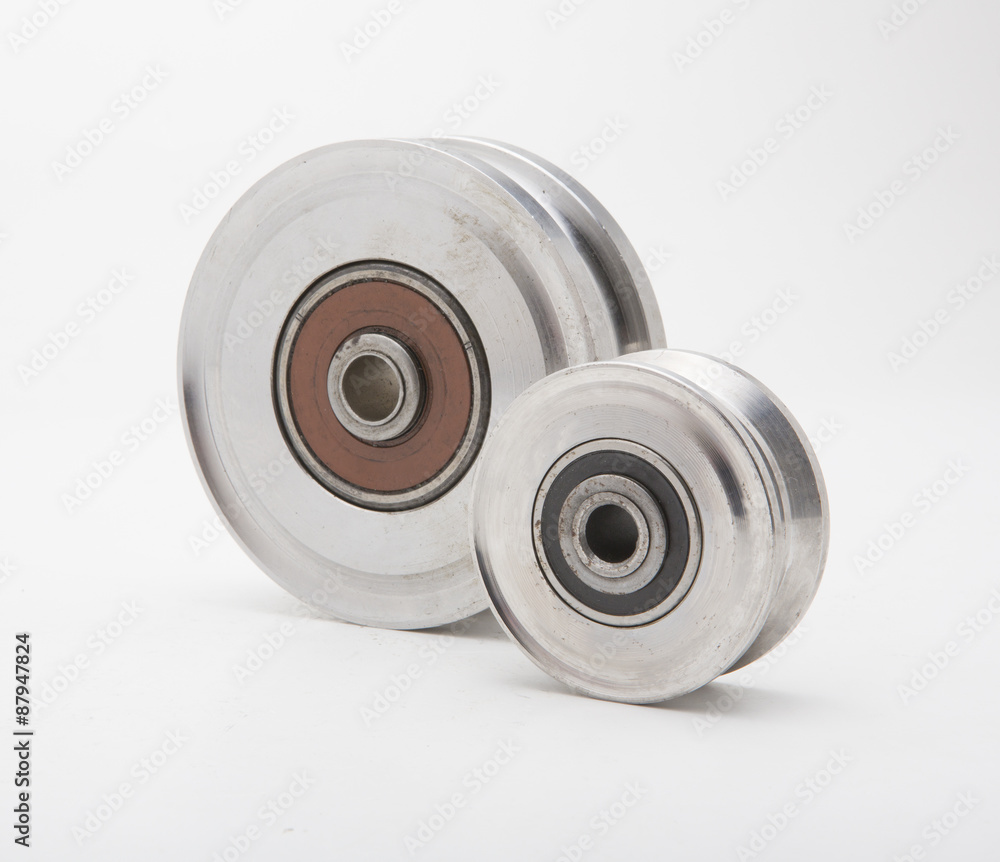 Wall mural steel wheels isolated on white background.