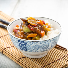 Rice with sweet and sour vegetables - Reis mit süß-sauren Gem