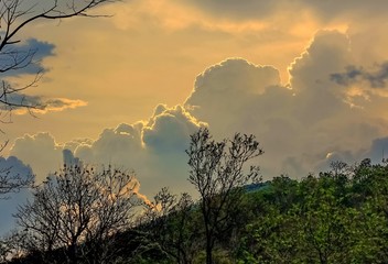 stormy clouds with sunlight