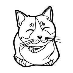 Cat cartoon line art vector
